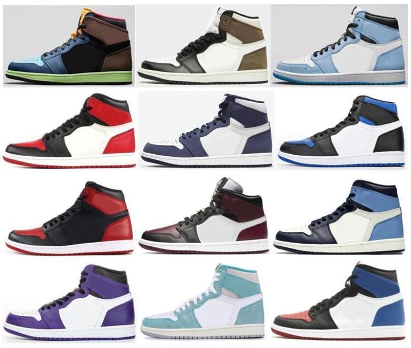 

Top Quality 1 University Blue Basketball Shoes Dark Mocha Royal Toe Bred Toe Banned 35th Anniversary Men 1s Obsidian Turbo Green Sneakers, Court purple
