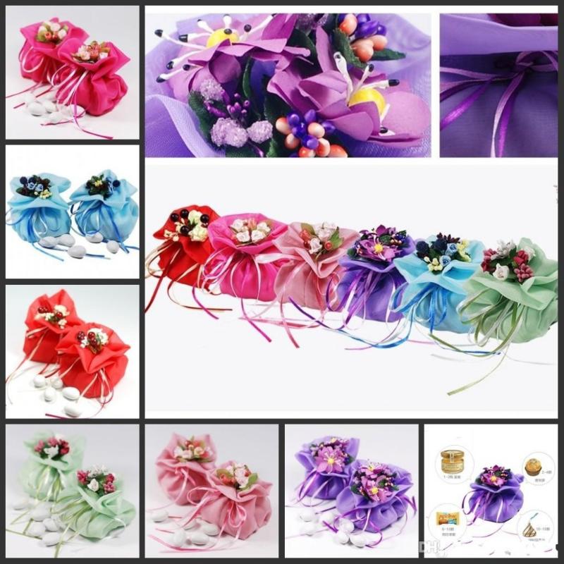 

100 pieces/lot Double Satin Wedding Favors Bags Candy Pouch Jewely Gifts Bag Party Supplies Wholesales free shipping