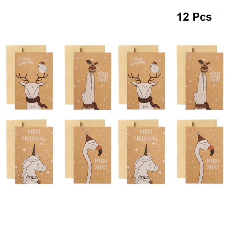 

12Pcs Blessing Cards Christmas Cards Greeting Kraft Paper Wish for Party1