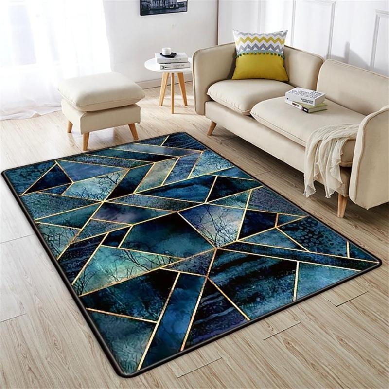 

30Blue Geometric 3D Printed Large Carpet For Living Room Soft Flannel Sponge Floor Mat Bedroom Anti-slip Bathroom Mat Kid Rug
