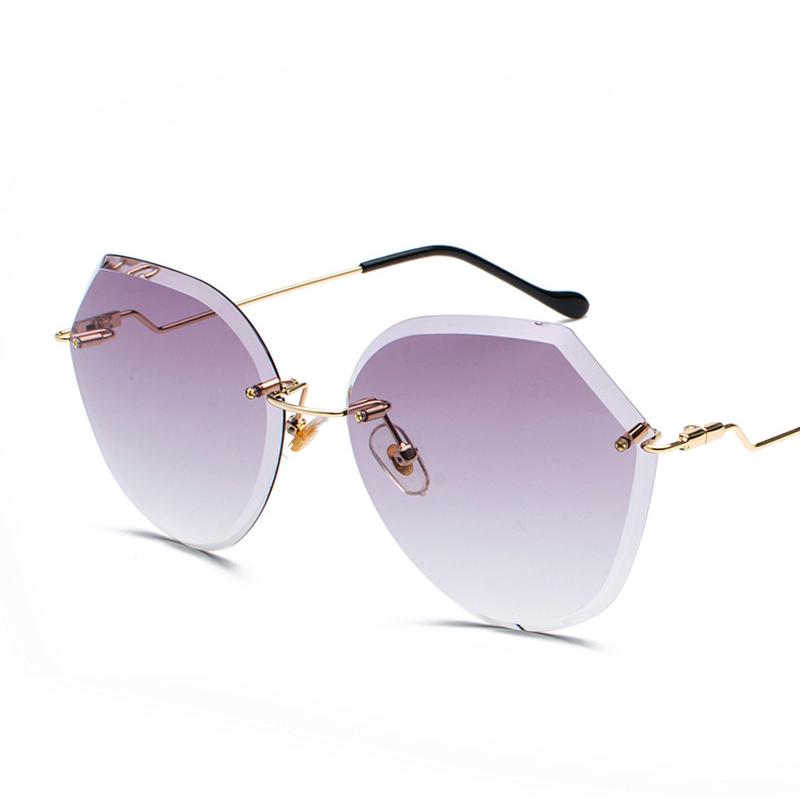 

Sunglasses Veshion Oversized Rimless Female Brand High Quality Grandient Pink Women Sun Glasses Fashion UV400