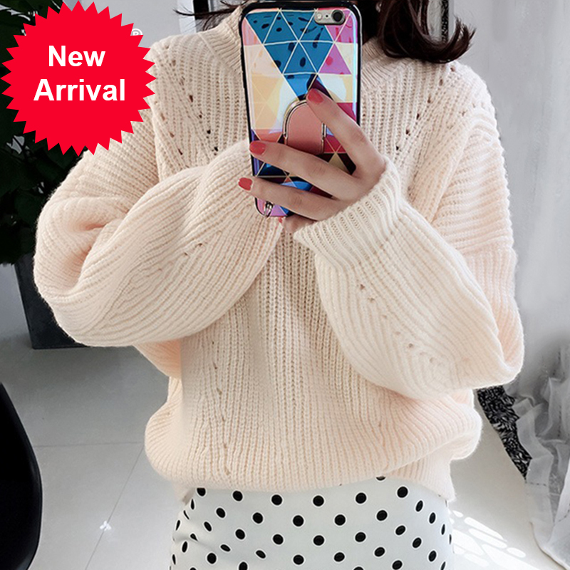 

Elegante outono oversized camisola feminina slido solto malha suteres de manga comprida pulver feminino jumper novo C-271, Pink