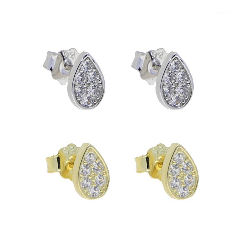 

2021 New 100% 925 Sterling Silver Minimal Delicate Girl Women Multi Piercing Mini Stud Tiny Paved CZ Teardrop Earring1
