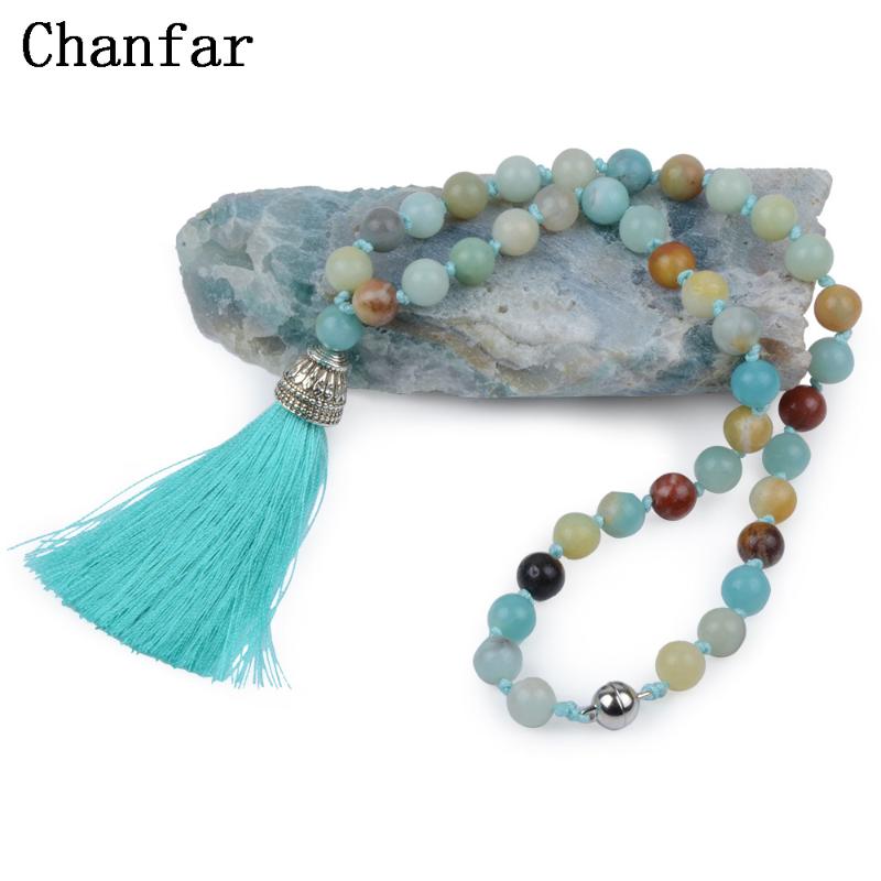 

Chanfar 13Styles 8MM Vintage Long Pendant Natural Stone Tassel Necklace Statement Beads Knot Rosary Necklace Boho Bohemian Women