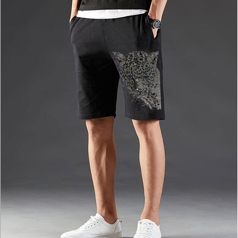 

2021 New Summer Men's Quick-drying Solid Color Shorts Men Beach Fitness Jogger Rhinestones Light Weight 3ubl, As show
