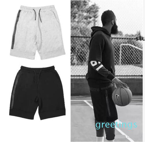 

New Fashion Basketball Shorts Fleece Sport Shorts Zipper Pocket Sport Pants Casual Pants Grey Black  -Xl Ky08
