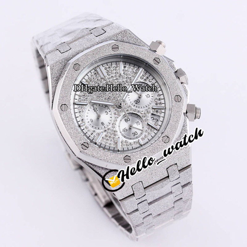 3A K8F Nouveau 41mm 26333 26331 Miyota Quartz Chronographe Montre Pour Homme Cadran Diamant Chronomètre Bracelet En Acier Brossé Or Givré Hello_W