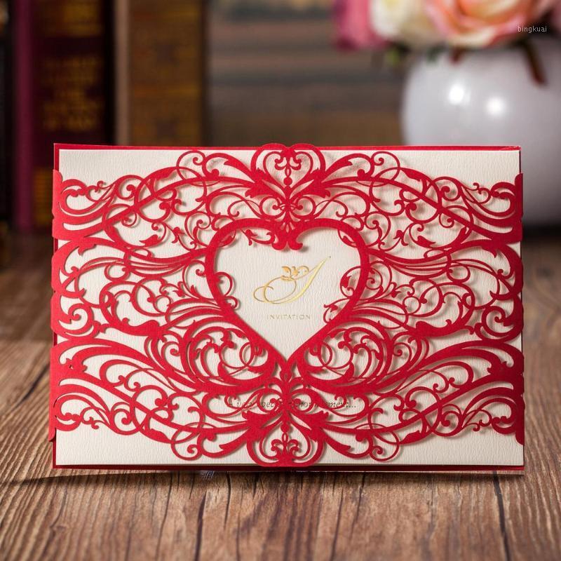 

WISHMADE Laser Cut Wedding Invitations Cards Sets for Wedding Birthday Bridal Shower with Red Envelopes ,Printable Inner Sheets1
