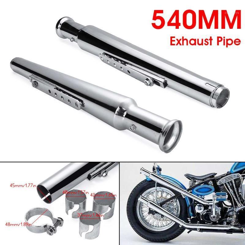 

Pair 540mm Motorcycle Retro Exhaust Pipe Muffler Chrome Exhaust Tip Vintage Tail Tube For Cafe Racer Bobber Chopper Custom1