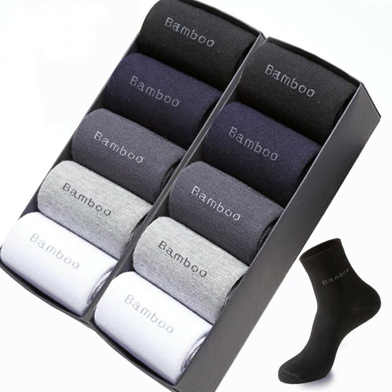 

10Pairs Men Short Bamboo Fiber Socks Stockings Middle Socks for Winter Autumn, White 10pairs