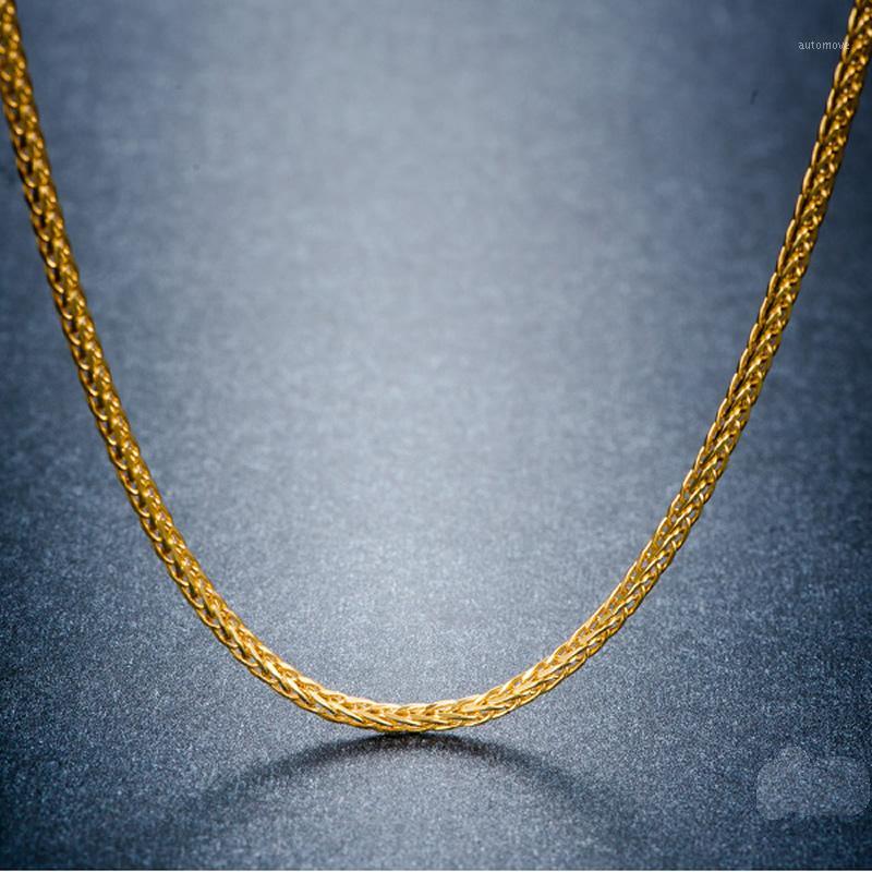 

Solid AU750 Gold Necklace Chain Men's Wheat Chain Necklace1