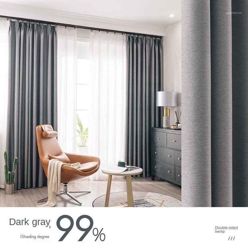 

Curtain Shading Nordic Simple Modern Bedroom Light Luxury Living Room Cotton and Linen Thickened with Hooks Full Cloth 2021 New1, 15