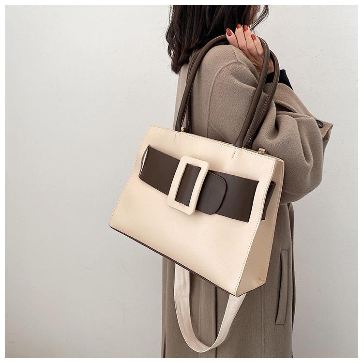 

Large Capacity Tote bag 2021 Fashion New Quality Pu Leather Women's Designer Handbag Ins Simple Portable Shoulder Crossbody Bag, Beige