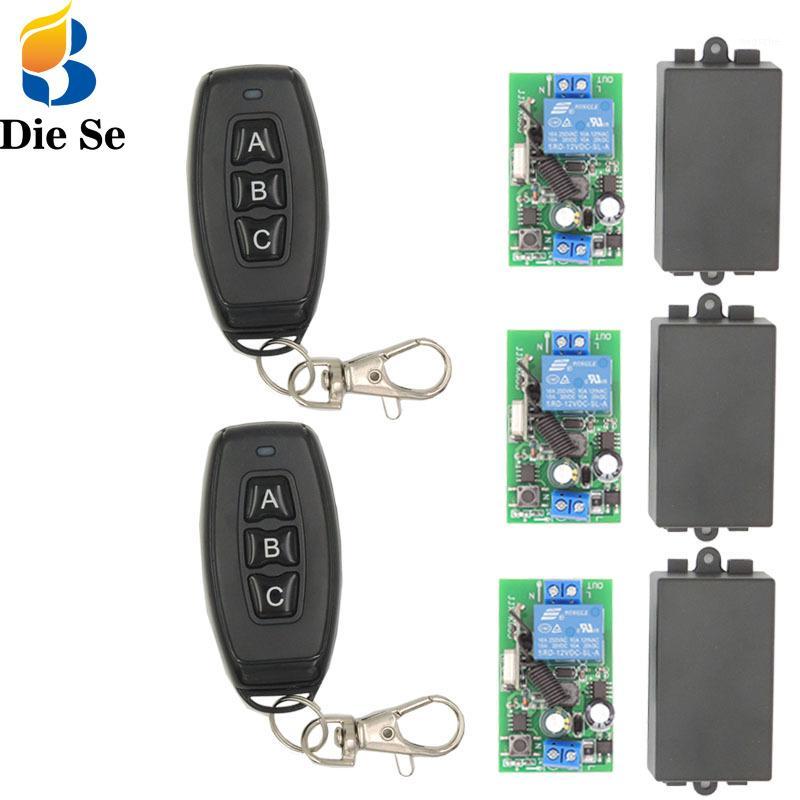 

433MHz Universal Wireless Remote Control Switch AC 85V-250V 3 gangs rf Relay Receiver Module with Key Fob Transmitter for Light1