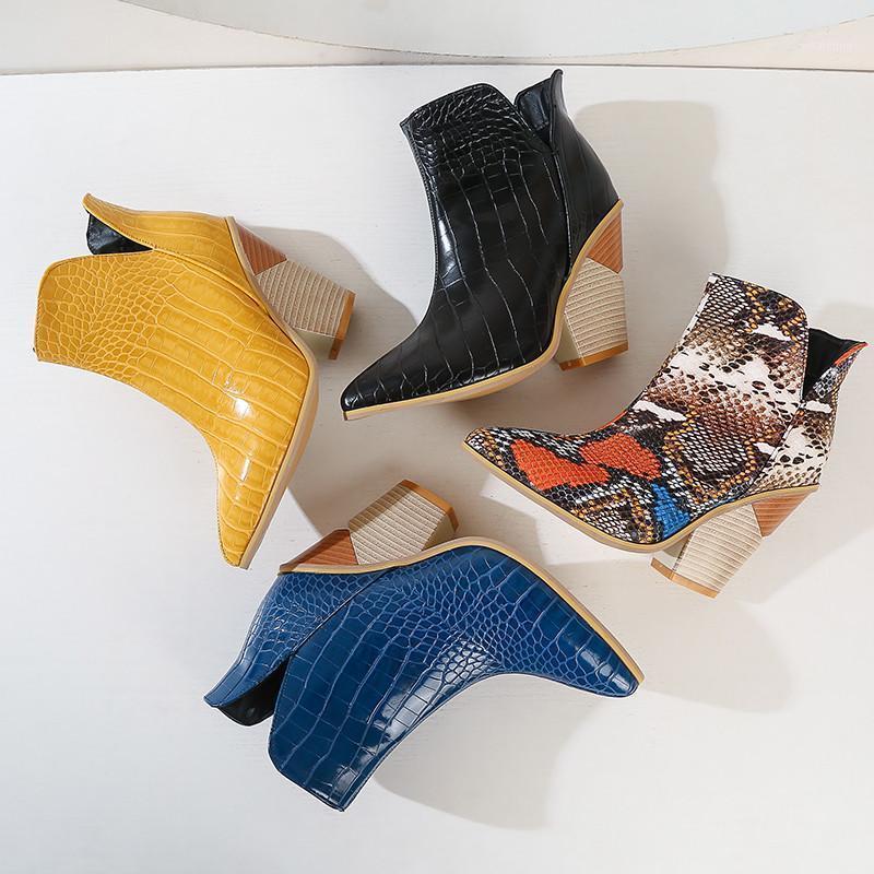 

YMECHIC Fashion Ankle Cowboy Boots for Women Embossed PU Leather Wedges Shoes Pointed Toe Slip on Western Cowgirl Boots Winter1, Yellow