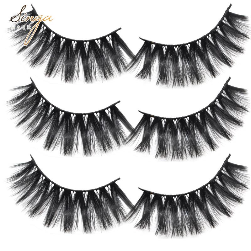 

Singahair False Eye Lashes Extension 5 Pairs Hand Made 3D Faux Long Thick Individual Strip Eyelashes Makeup Natural Eyelash