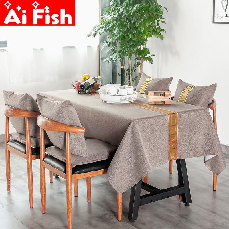 

Table Cloth Grey Cotton Linen Waterproof Tablecloth Simple Modern Home Dining Cafe Finished Cover X056-4, Color 1