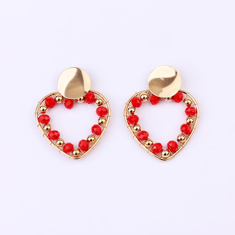 

Hoop & Huggie Trendy Gold Heart Earrings Unique Statement Boho Crystal Beaded Hoops For Women Girls Jewelry Gifts 2021