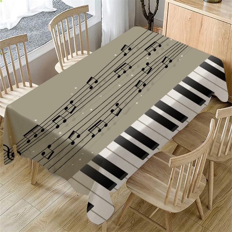 

Piano Music Pattern Table Cloth Linen Blend Rectangular Tablecloth Soft Wedding Birthday Table Cover Dining Home Decor tapet1