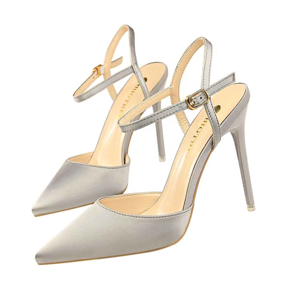 

Luxo famous female brand bombs sesy heels red sandals women's pointed toe high wedding shoes silver woman 1B33, Silver light