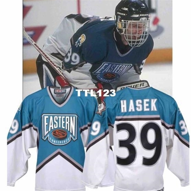 

888 #39 Dominik Hasek 1997 all Star Game Hockey Jersey or custom any name or number Jersey, Black