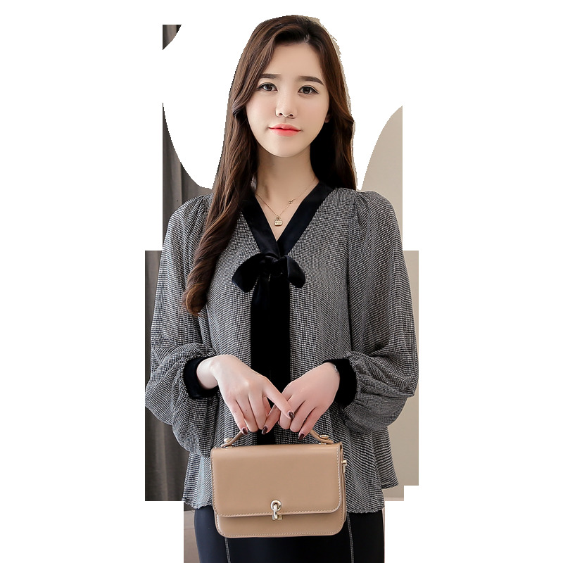 

2021 New 2021 New spring and autumn clothes very fairy chiffon shirt lace temperament fashion women' blouse, Black.