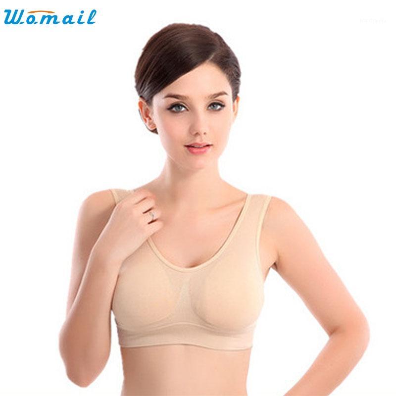 

3Colors Girls Adjustable Straps Womens Thin No Mat Athletic Fitness Bra Stretch brassiere Push Up Yoga Bras Top Vest Dec121, White