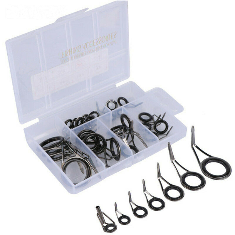 

35pcs Fishing Rod Guides Ring Repairing Spinning Rod Tips Top Sea Fishing Tackle