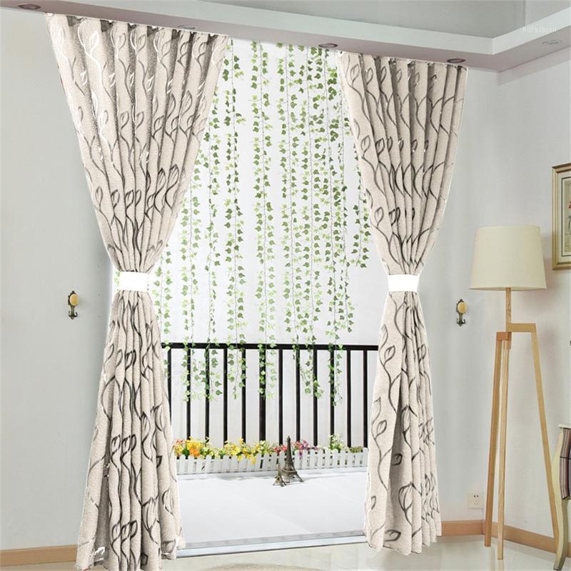 

2 PCS Windows Curtains Vines Leaves Tulle Door Window Curtain Curtains Blackout Thermal Drape Panel Sheer Scarf Valances Bedroom1, Black