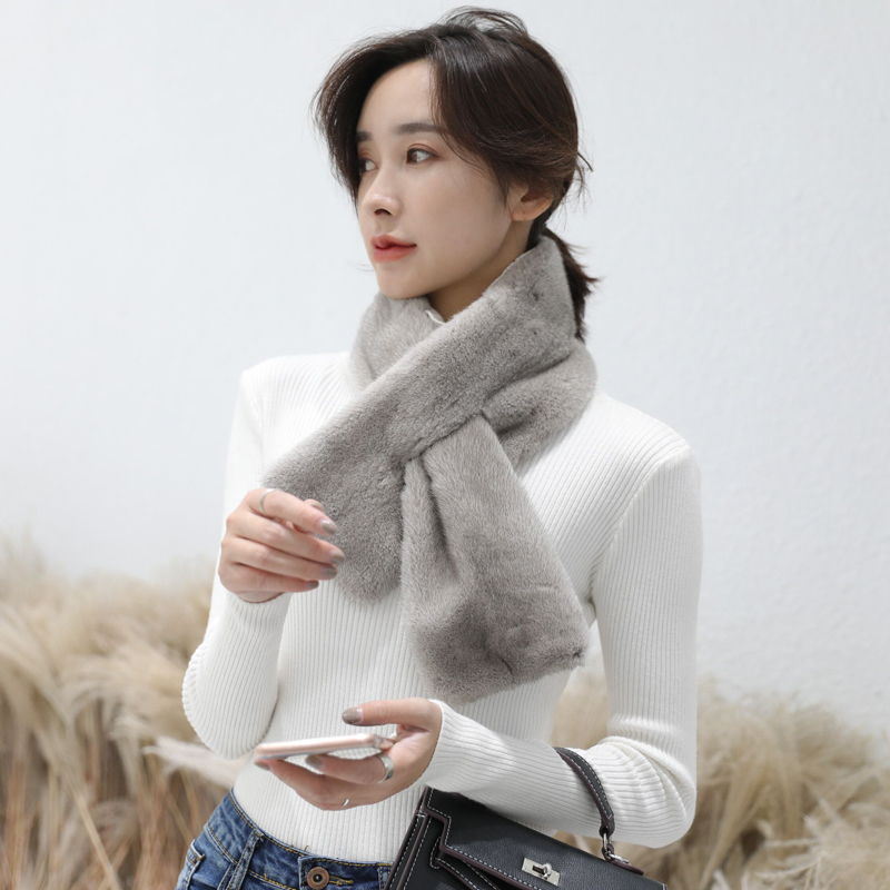 

Crown Every Velvet Hot Double-sided Bib Skin Scarf of Leather Mink Hair V4lb