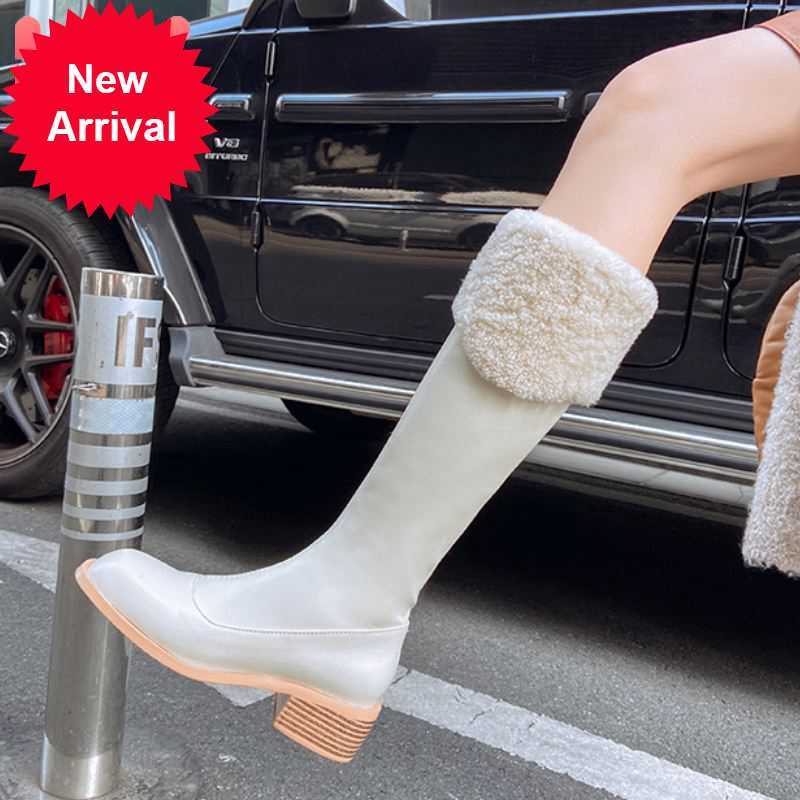 

Top quality size 32-43 women royal leather knee zipper warm skin winter woman high heels long boots lady shoes, Black.