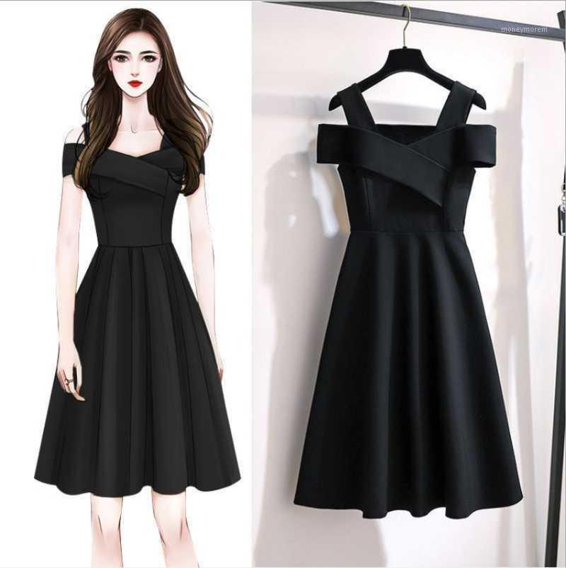 

Black Woman Midi Dress Sweet Style V Neck Off Shoulder Backless Pink Bing Korean Plus Size 4XL Slim High Waist Fashion Vestidos1