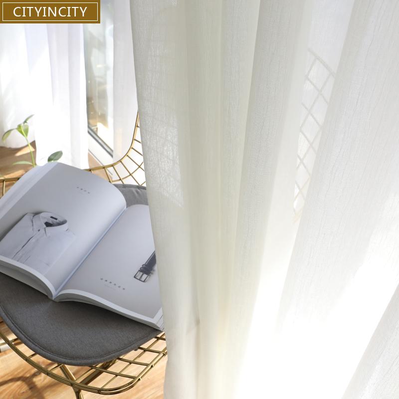 

CITYINCITY Modern Curtain For living room Jacquard Voile Fresh Striped Sheer Tulle Curtains For Kitchen and bedroom Customized, Gray
