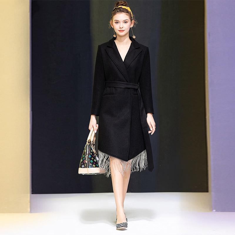 

winter 2020 women' clothing imports Australian wool suit brought with waist chain tassel long-sleeved han edition coat, See chart