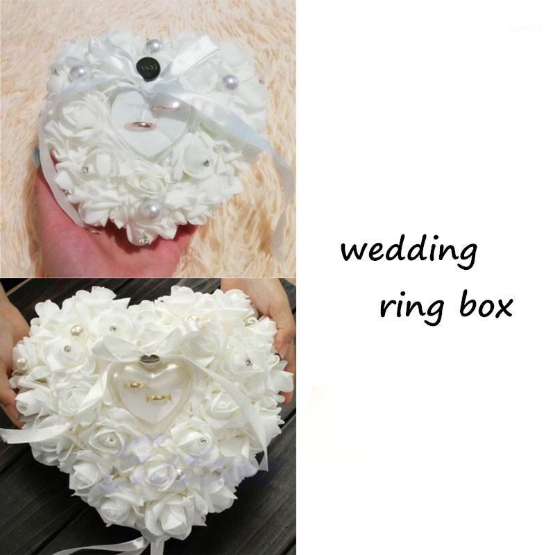 

Wedding Decorations Heart-shape Rose Flowers Valentine's Day Gift Ring Bearer Pillow Cushion Pincushion Ring Party Decoration1