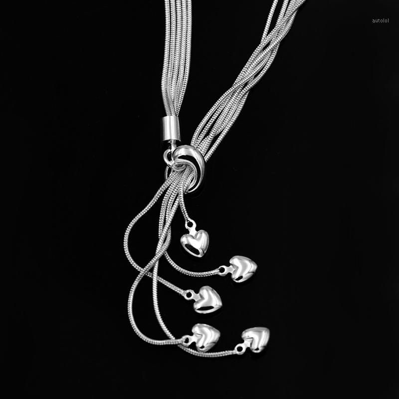 

Fashion Jewelry Love Necklace Pendant 5 Hearts Couple Jewelry Valentine Christmas Gift Silver Fashion Women Accessories1