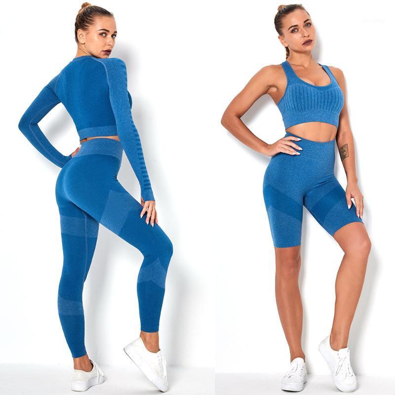 

4pcs/ conjunto yoga fitness set seamless women gym sport suit Running Leggings Pants sports bra bralette shorts Long Sleeve1, Black