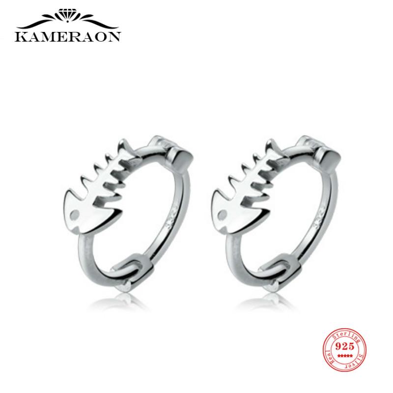 

Real 100% 925 Sterling Silver Earrings Korean Version Simple Fish Bone Small Ear Buckle Women Personality Earrings Jewelry