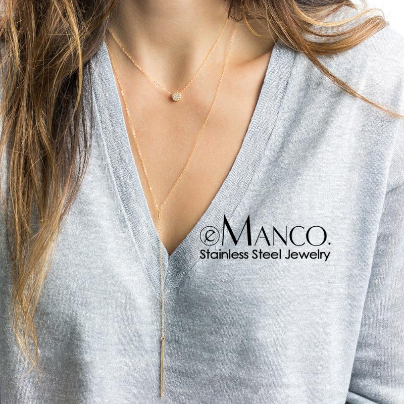 

eManco 316L Stainless Steel Necklace for women Dainty Choker Necklace women Fashion Multilayer Necklaces Set
