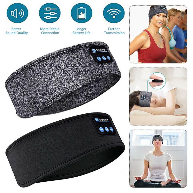 

Wireless Bluetooth Stereo Headphones Running Earphone Sleep Headset Sports Sleeping Headband Music Eye Mask, Black