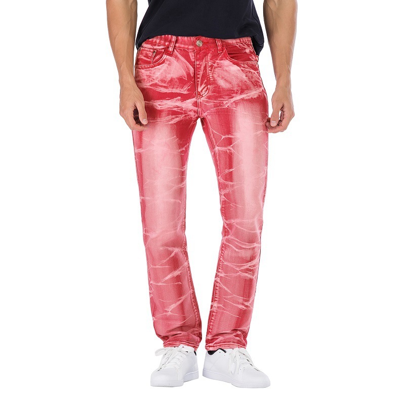 

2020 OTHER RED Springtime BLUE Ripped from men of HIP HOP Street Punk Style Bicycle Holes Fashion Jeans Straight Trouers 5TDF, 8 to no belt