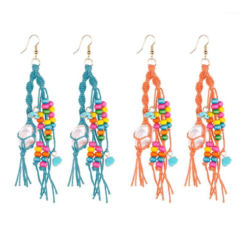 

Dangle & Chandelier 2 Pairs Of Pearl Earrings Rope Braided Diy Woven Handmade Ethnic Tassels1