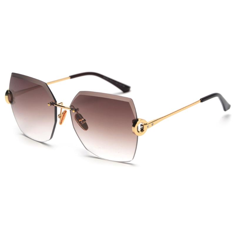 

Veshion Brown No Frame Sunglasses Women with Rhinestone 2021 Summer Gift Rimless Sun Glasses for Women Square Uv400