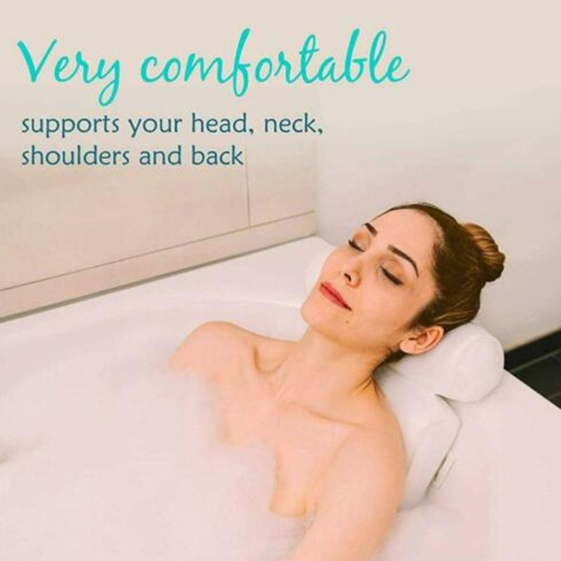 

3D Mesh Bathtub Pillow SPA Mat Suction Cup Bath Ergonomic Support Neck Cushion
