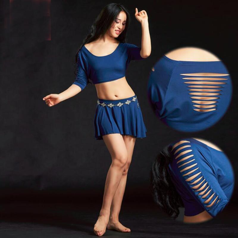 

New Arrival Modal Oriental Dance Costumes Suits for Women nice Tops+Skirt Belly Dance Clothing Stage Performance Outfits, Black