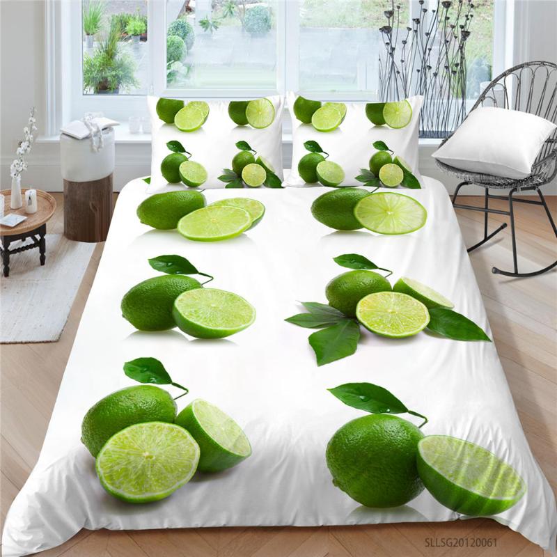 

3D Limes Bedding Set King Size High End Fruit Series Duvet Cover White Queen  Full Single Double Hot Sale Bed Set, Style 8