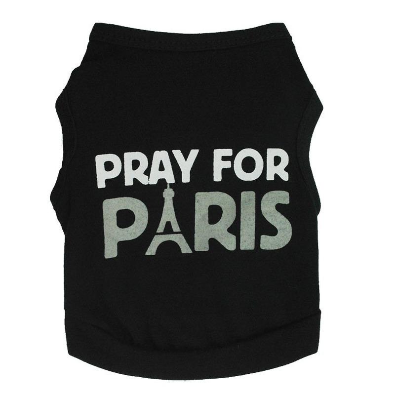 

Pet Dog Clothes Solid Clothings Dogs Vest Super Small Clothing Cute Letter Print Pray for Paris Spring Summer Balck Ropa Perro