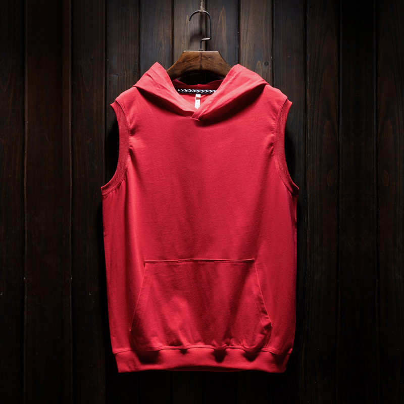 

Arrival New 2020 Hot Selling Summer with Hoodie Sports Male Fitness Training Sleeveless Loose Superior Fine Cotton Solid Juqq, See chart