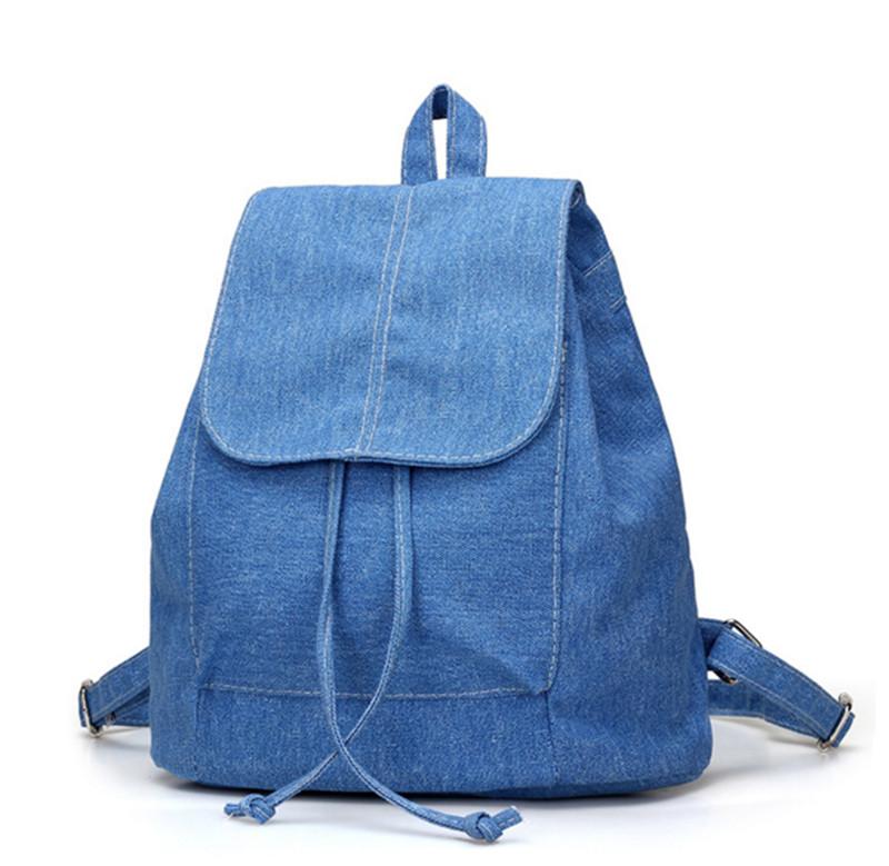 

Cheap Women denim Backpacks for teenage Girls Small Drawstring Backpack jeans for Teenage Sac A Dos New Solid School Rucksacks