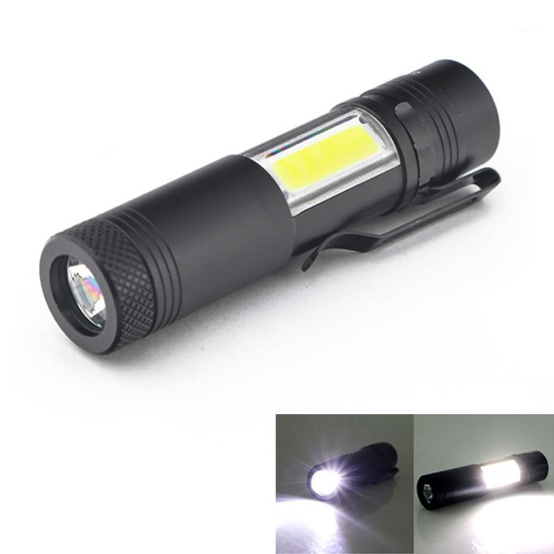 

New Mini Portable Aluminum Q5 LED XPE&COB Work Light lanterna Powerful Pen Torch Lamp 4 Modes Use 14500 or1